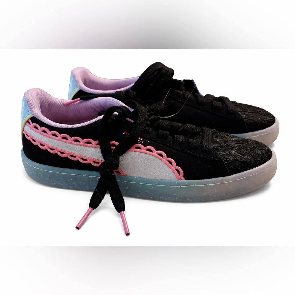 Puma x Sophia Webster Suede Scallop Sneakers Black Pink Women’s 6